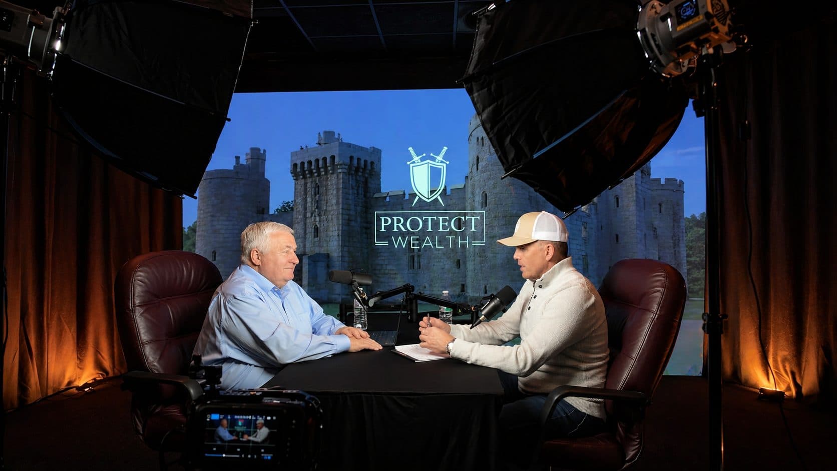 George Wright III recording a podcast interview in studio